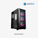 CASE ANTRYX RX 550 BLACK ( AC-RX550K ) S/FUENTE | VIDRIO TEMPLADO | LED-ARGB